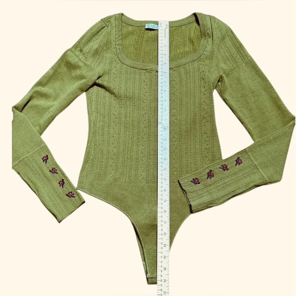 NWOT Intimately Free People Embroidered Body Suit Large Green